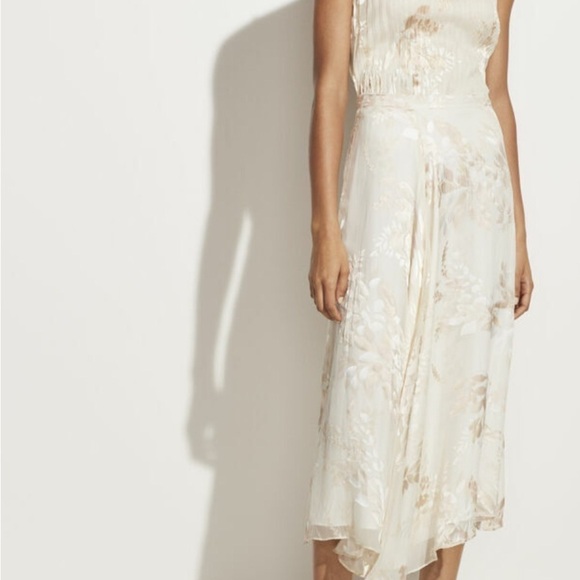 Vince Crinkle Pleated Asymmetrical Burnout Floral Midi Skirt s 12